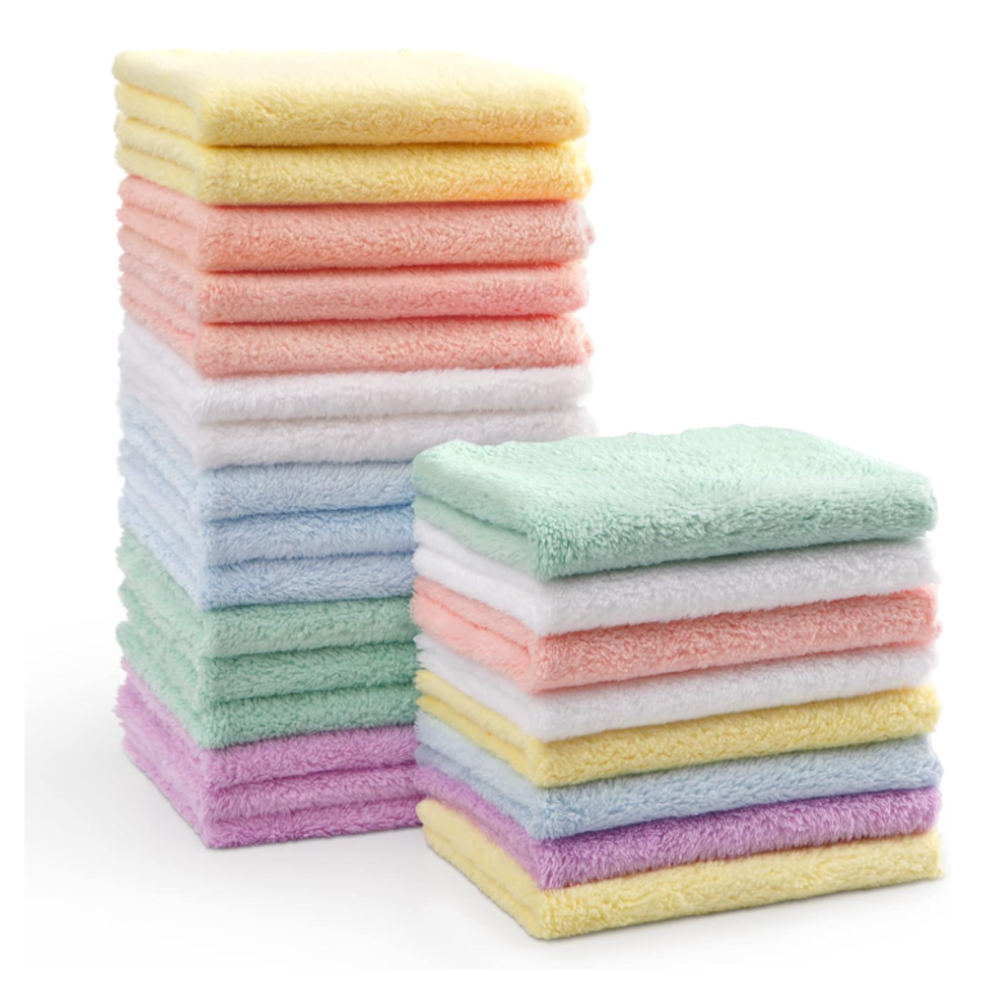 12-Pack Baby Washcloths – Soft Coral Fleece Infant Bath Towels (7" x 9")