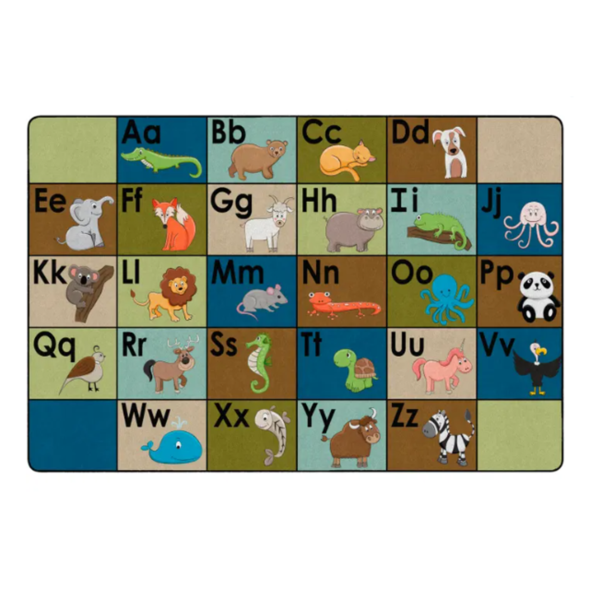 Alphabet ABC Classroom Rug – Rectangle Educational Carpet 8' x 12'