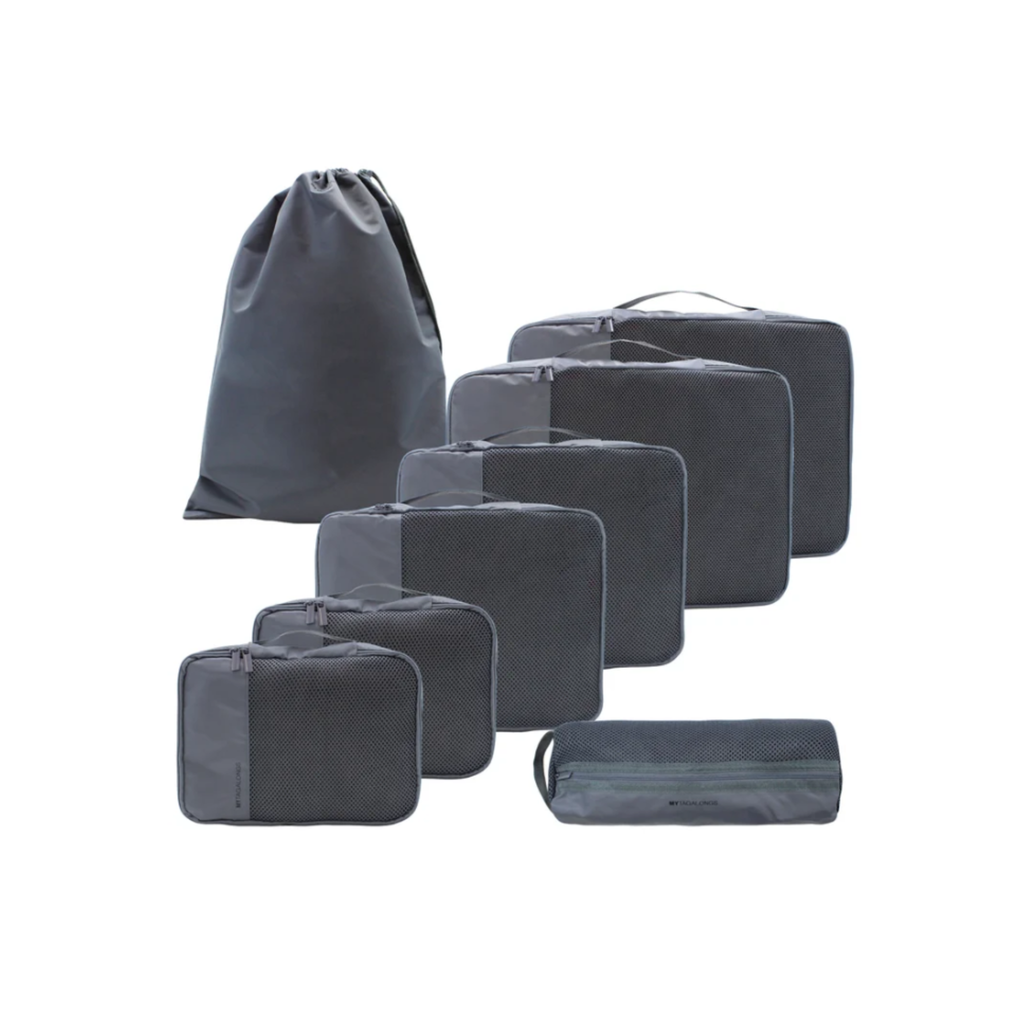 Mytagalongs Set of 8 Packing Cubes & Travel Bags – Lightweight & Washable