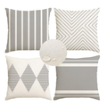 Outdoor Waterproof Throw Pillow Covers – Set of 4 | 16" x 16" | Gray Plaid