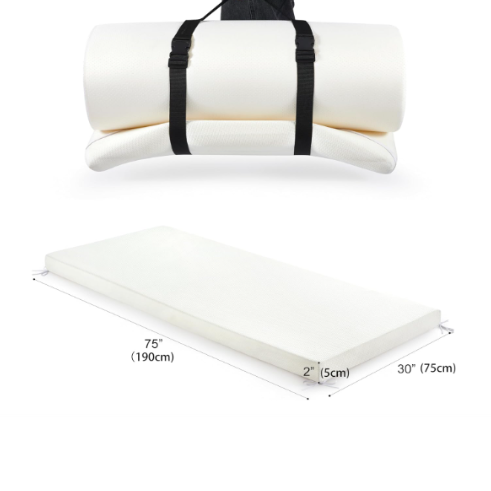 Jamdok Portable Single Foam Mattress Topper – 190 x 75 x 5 cm-4PC