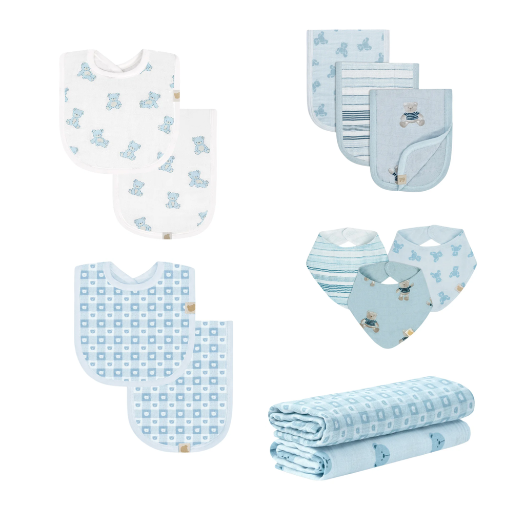 Piccolo Bambino Muslin Essentials Bundle – 15 Piece Baby Gift Set-5 Set