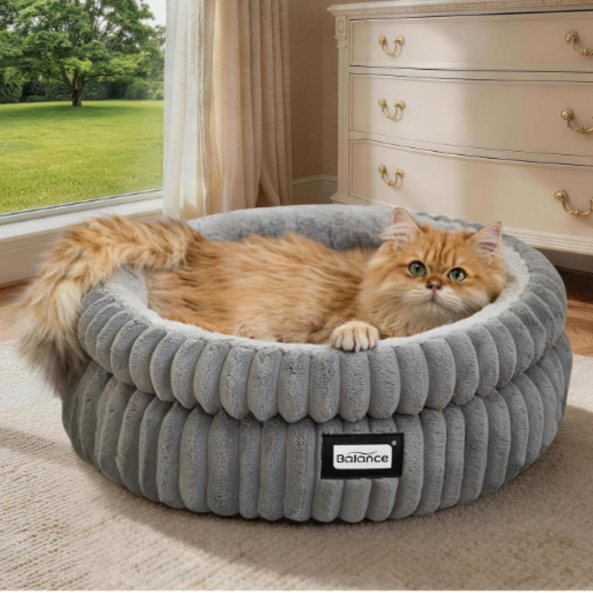 Percost™ Balance Round Cat Bed – Super Soft Plush Pet Bed