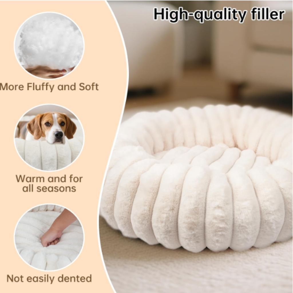Percost™ Washable Round Donut Dog Bed – 20" × 20"