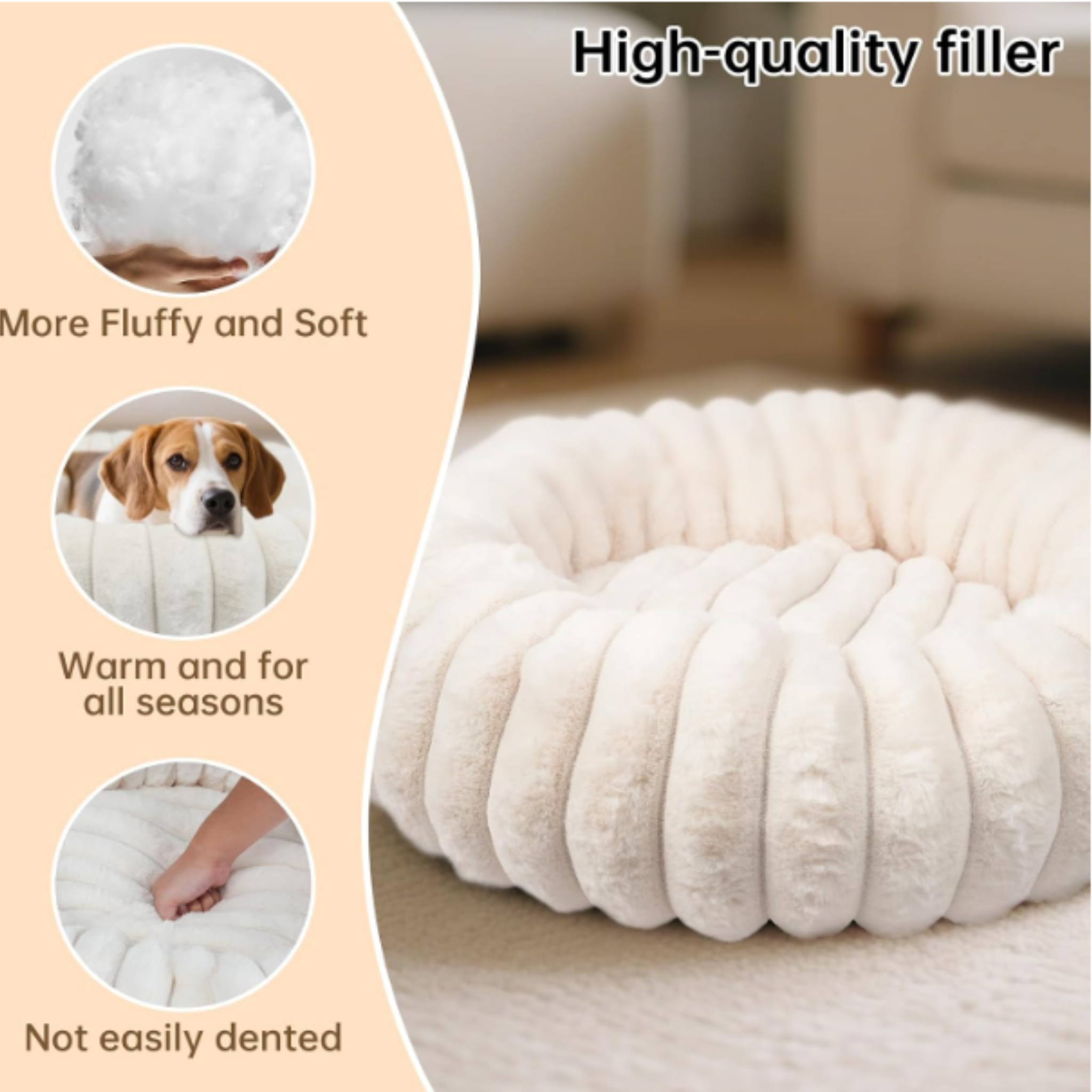 Percost™ Washable Round Donut Dog Bed – 20" × 20"
