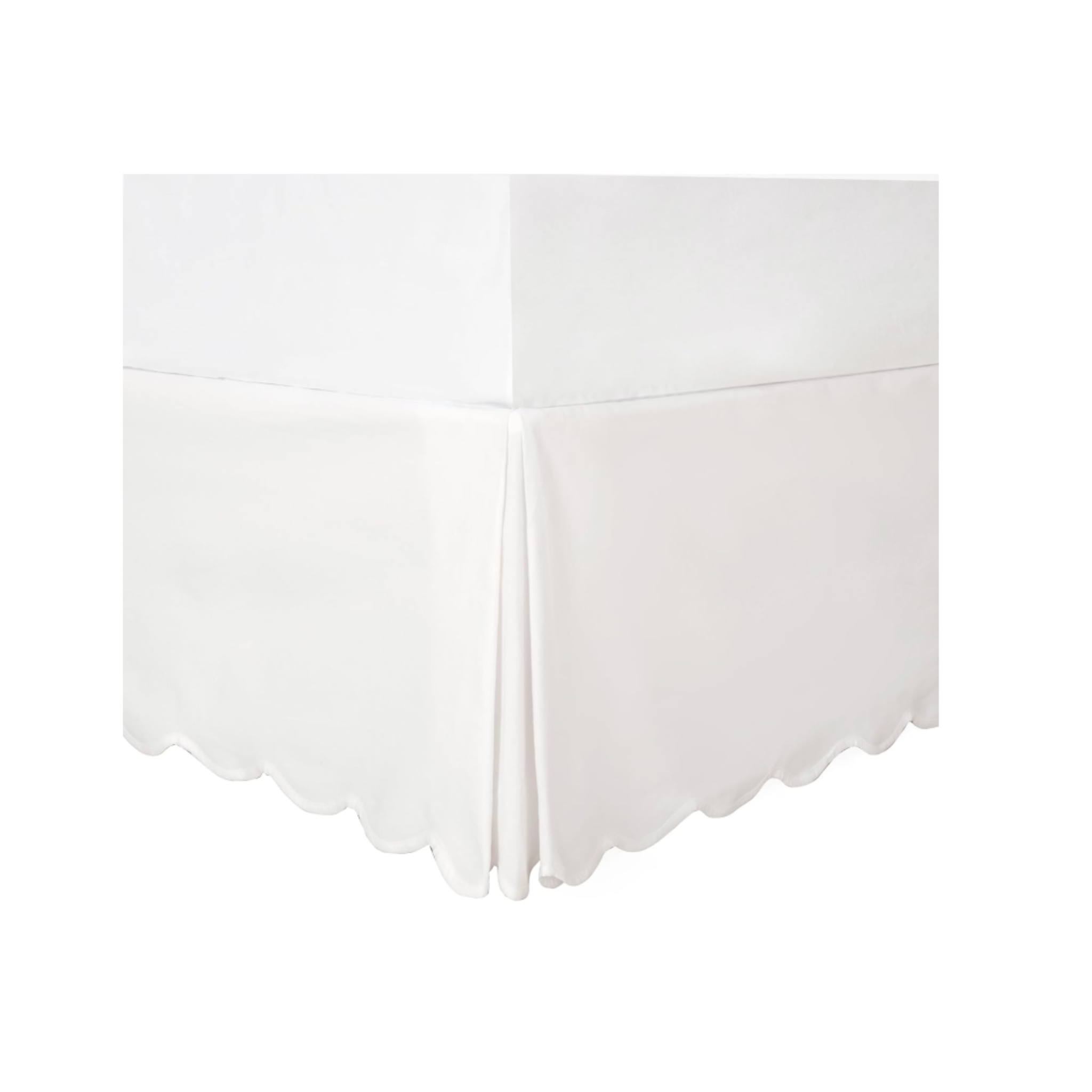 Percost™ Premium Scalloped Bed Skirt – White, 14" Drop