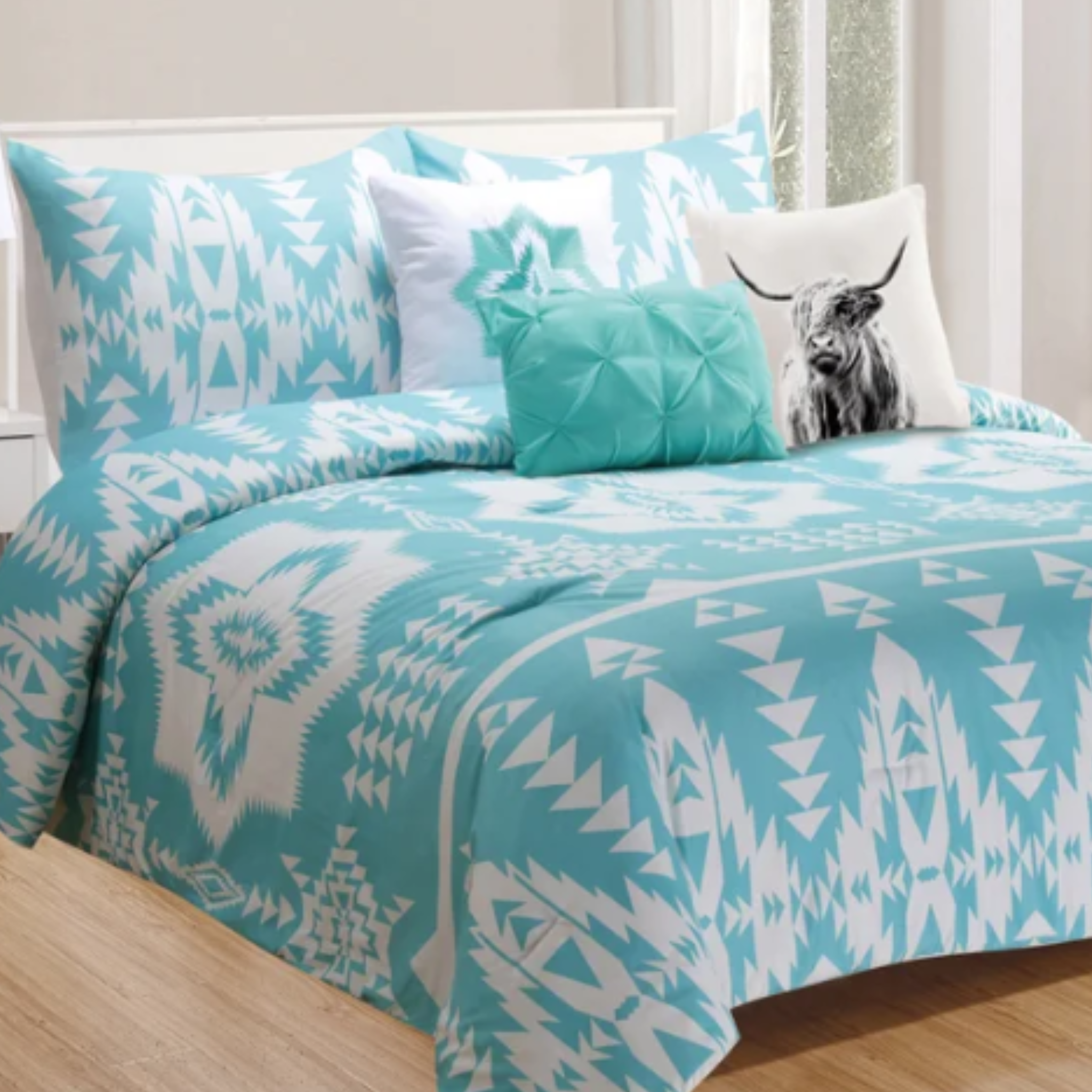 Swiss Collection® Queen Comforter Set – 6 Piece-Sea Green