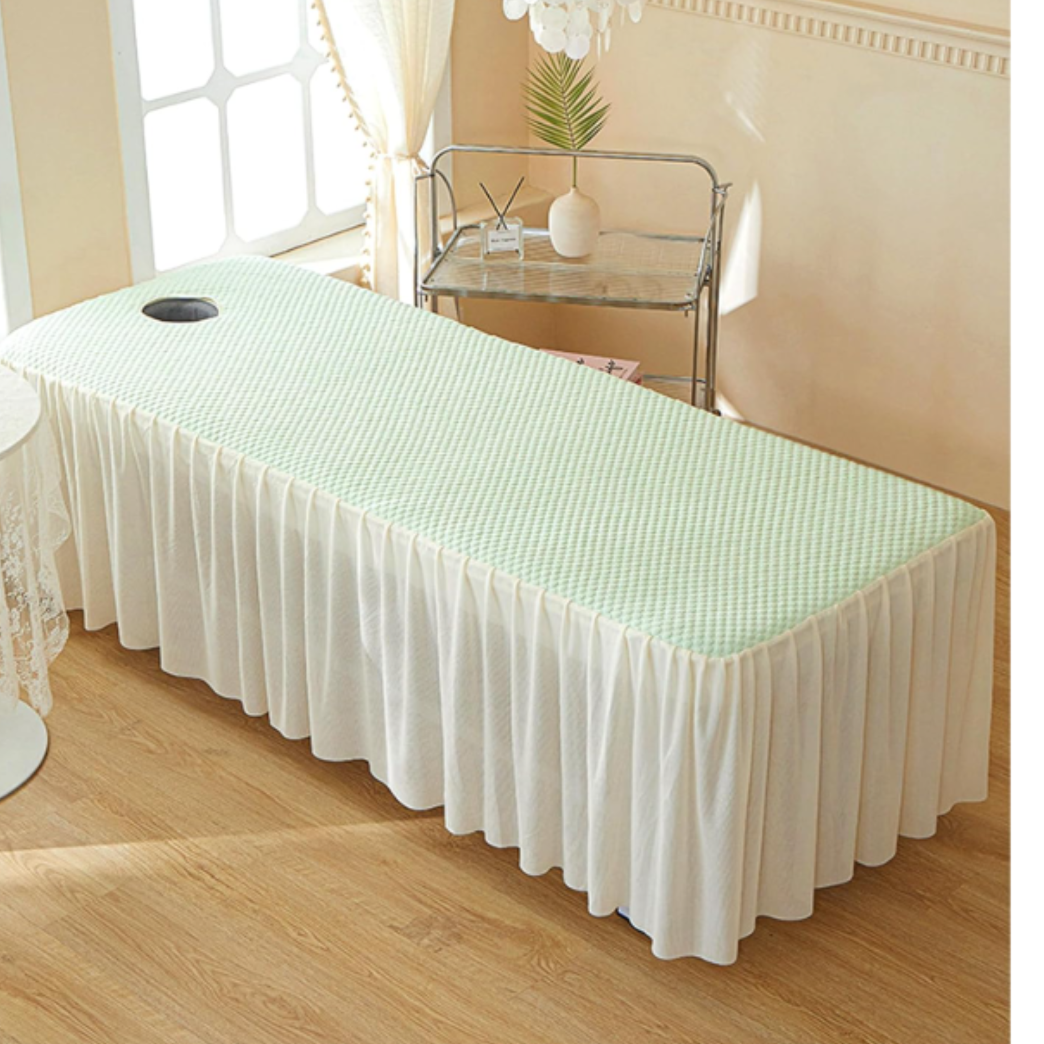 Professional Massage Table Cover with Skirt & Face Hole – 31.5 × 74.8 in-12PC