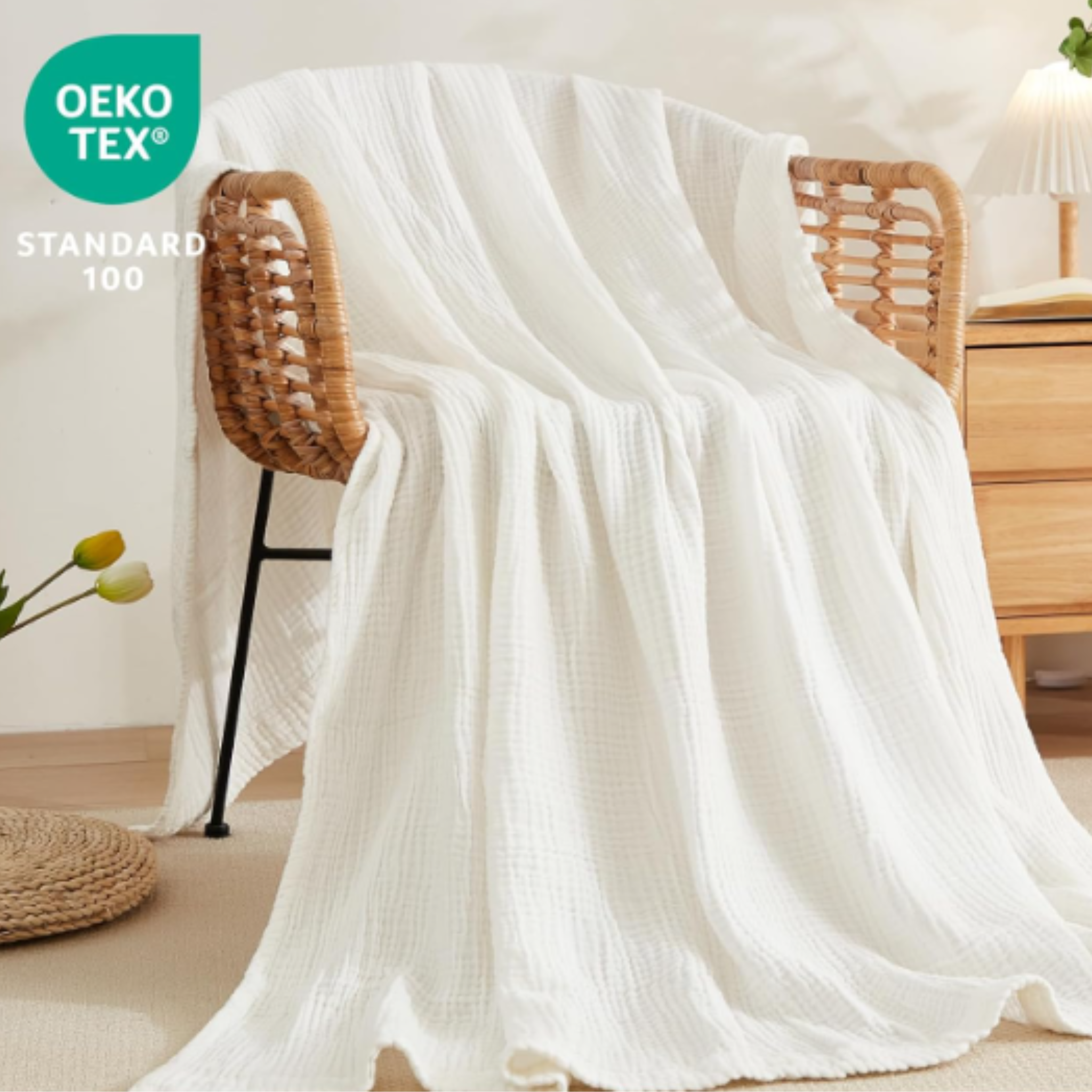 Premium 100% Cotton Muslin Spa Body Throw – Queen Size 90 × 90 in-12PC