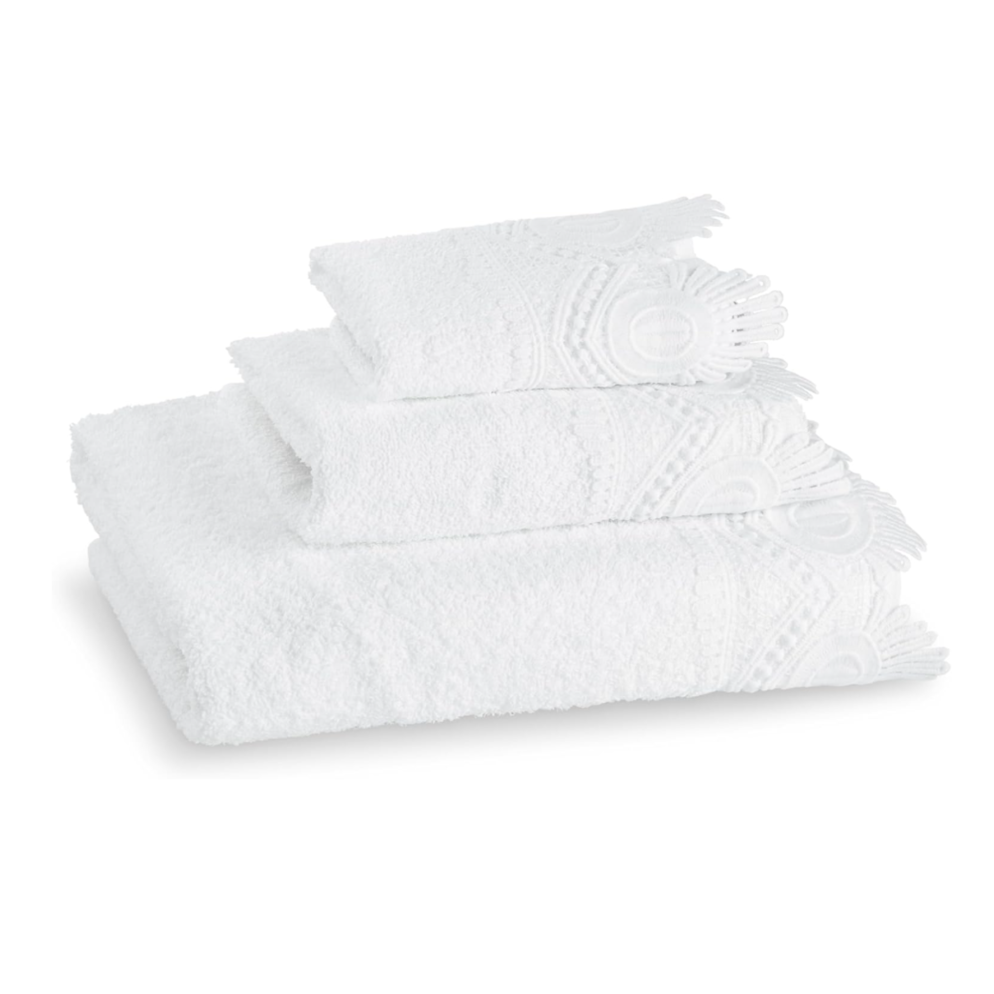 Luxury 3-Piece Cotton Bath Towel Set with Lace Detail-12 Set