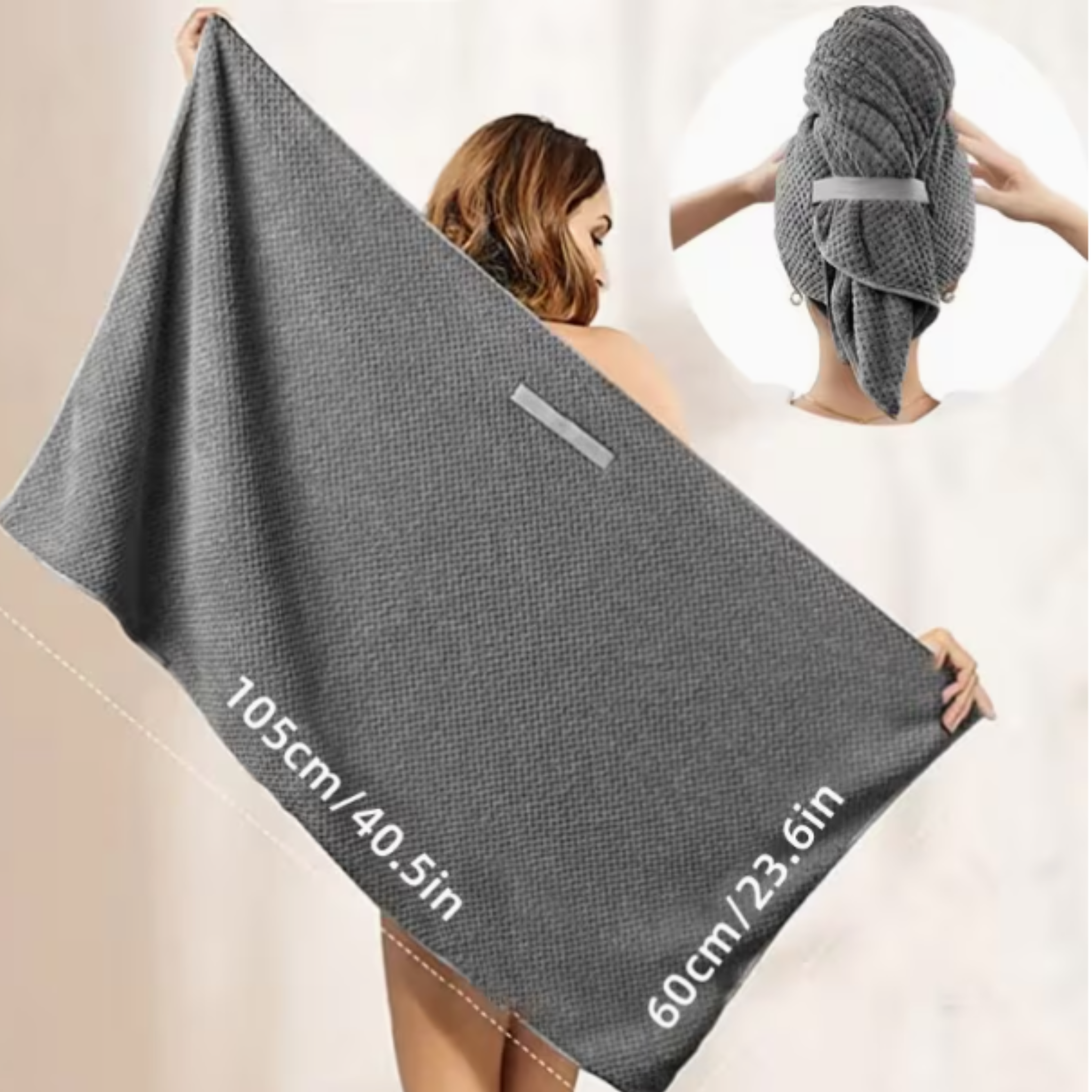 Extra Large Long Hair Towel Cap – All-in-One Towel Cap with Elastic Band-12PC