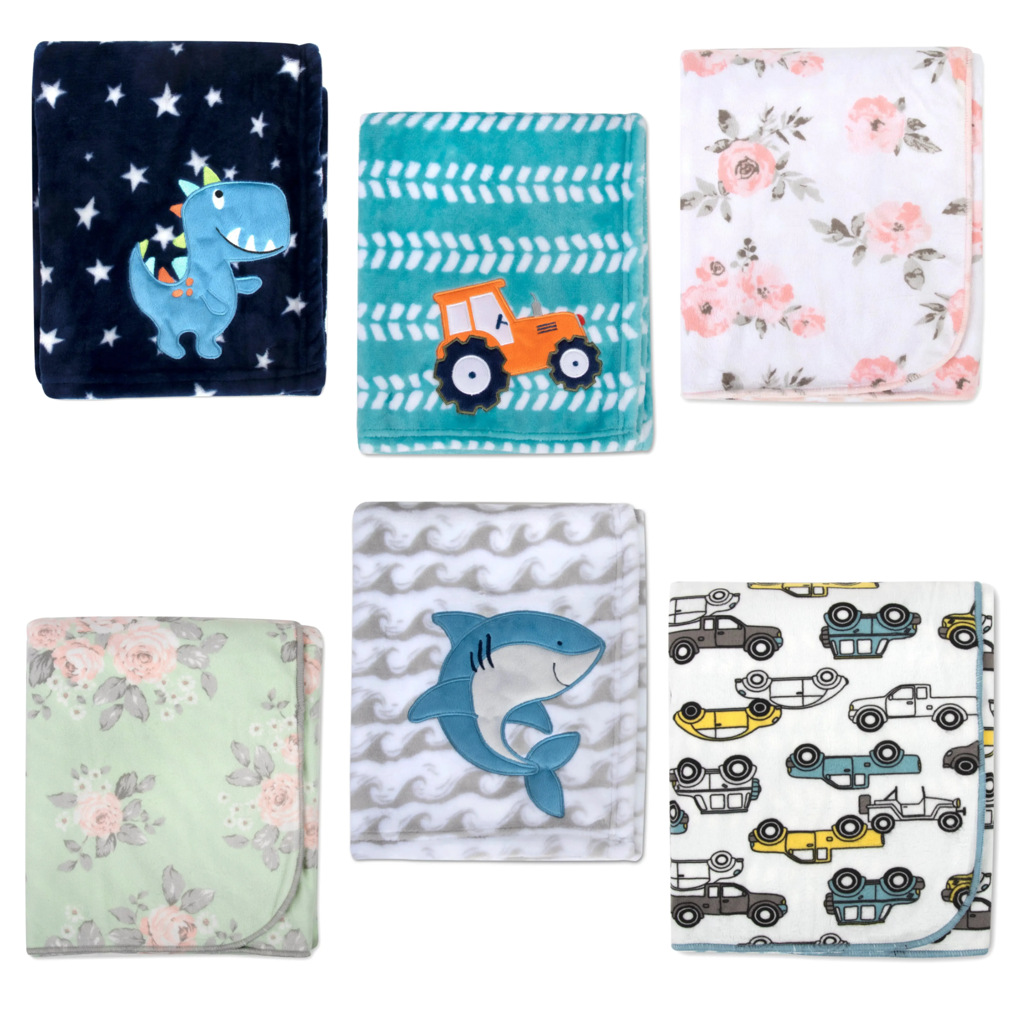 6-Piece Baby Fleece Blanket Assortment – Reversible Baby Blankets