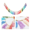 Rainbow Pastel Yarn & Wood Bead Tassel Garland – 20PC