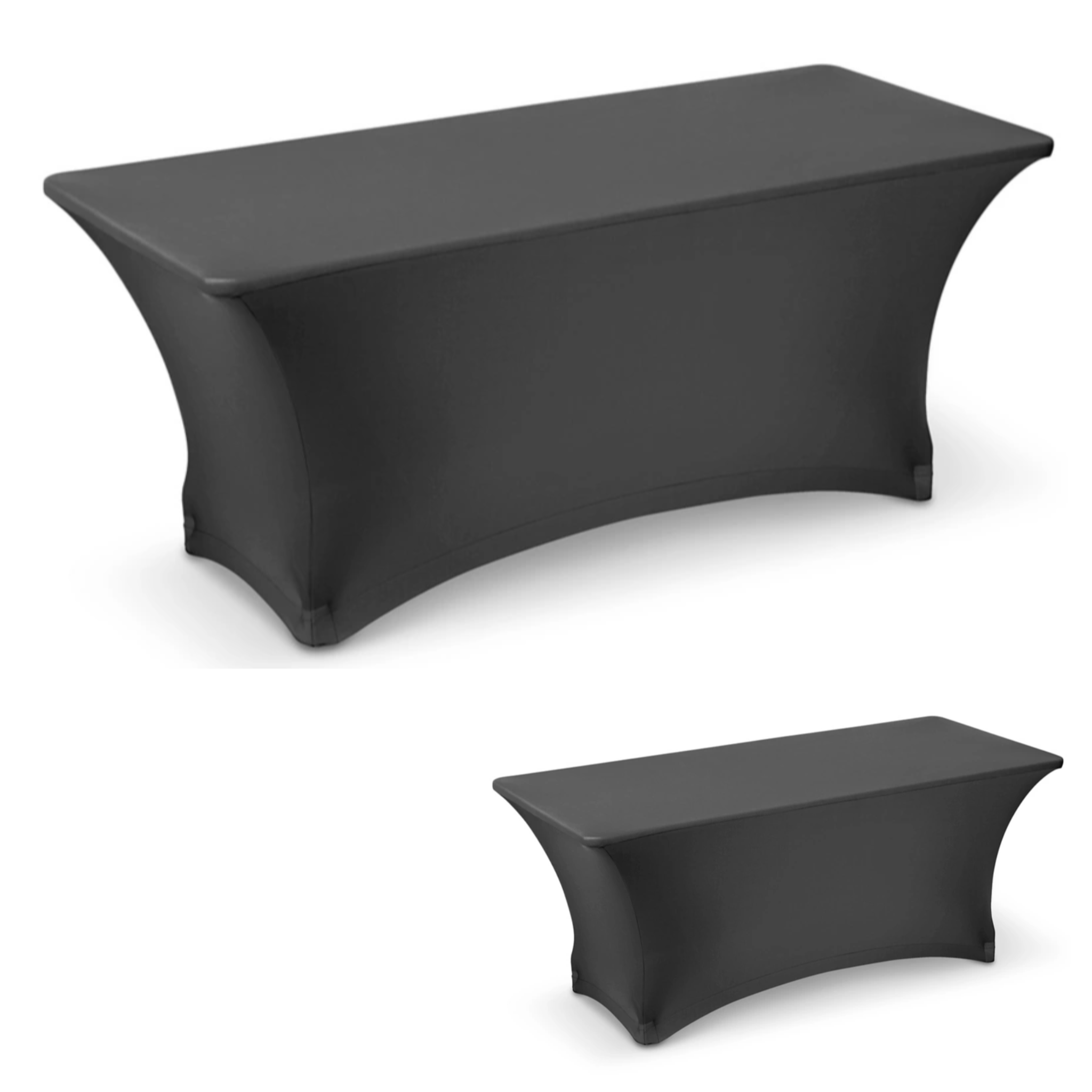 Stretch Fabric Table Cover – 6' Rectangle, Black- 12 Piece Per Pack