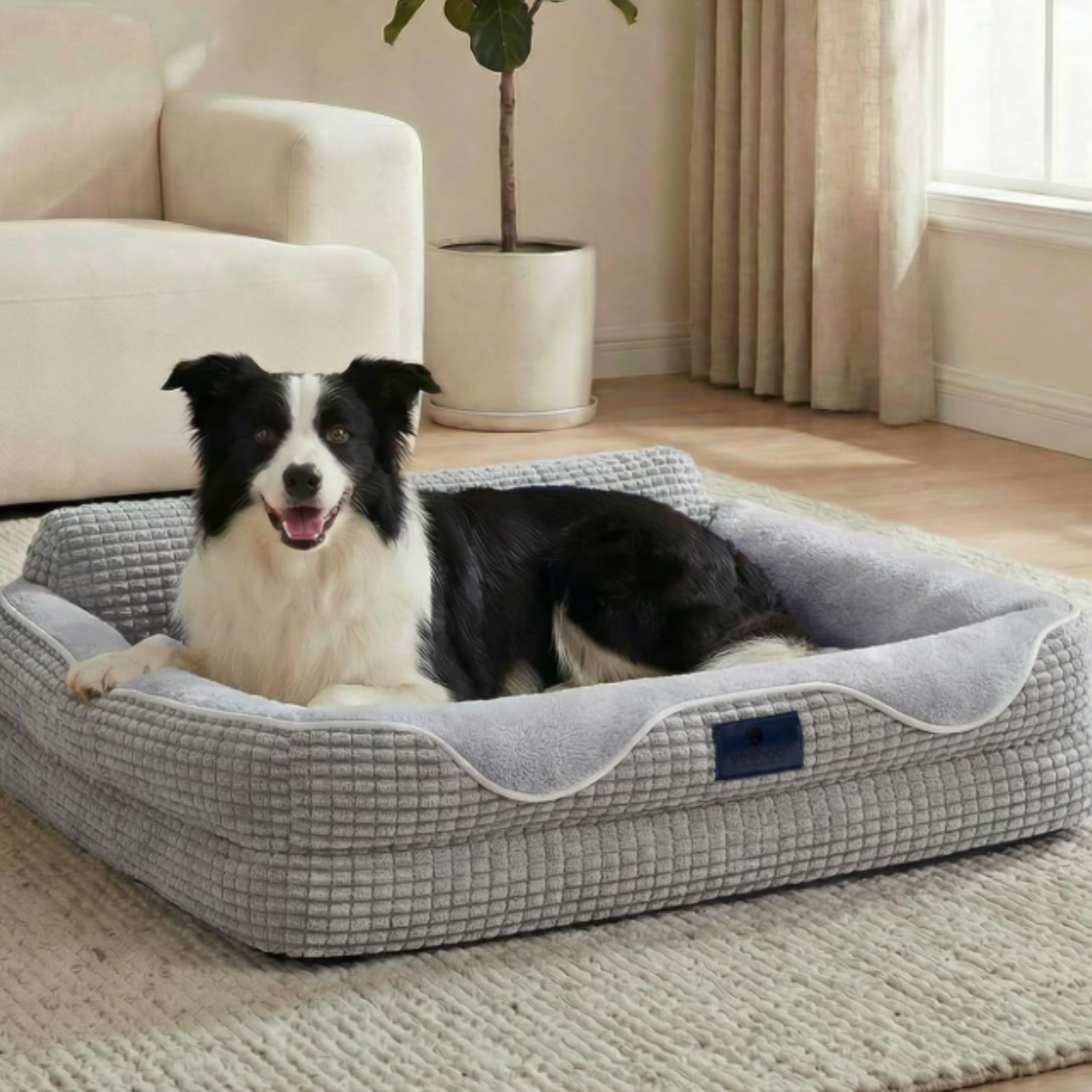 Percost™ Orthopedic Dog Bed – Medium Dogs | Grey | 90 × 65 × 20 cm