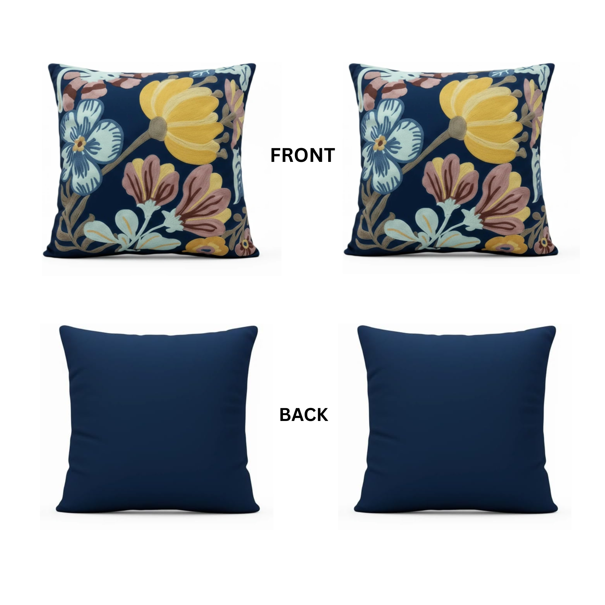 Teenzoor 18" × 18" Embroidered Throw Pillow Covers – 4-Pack