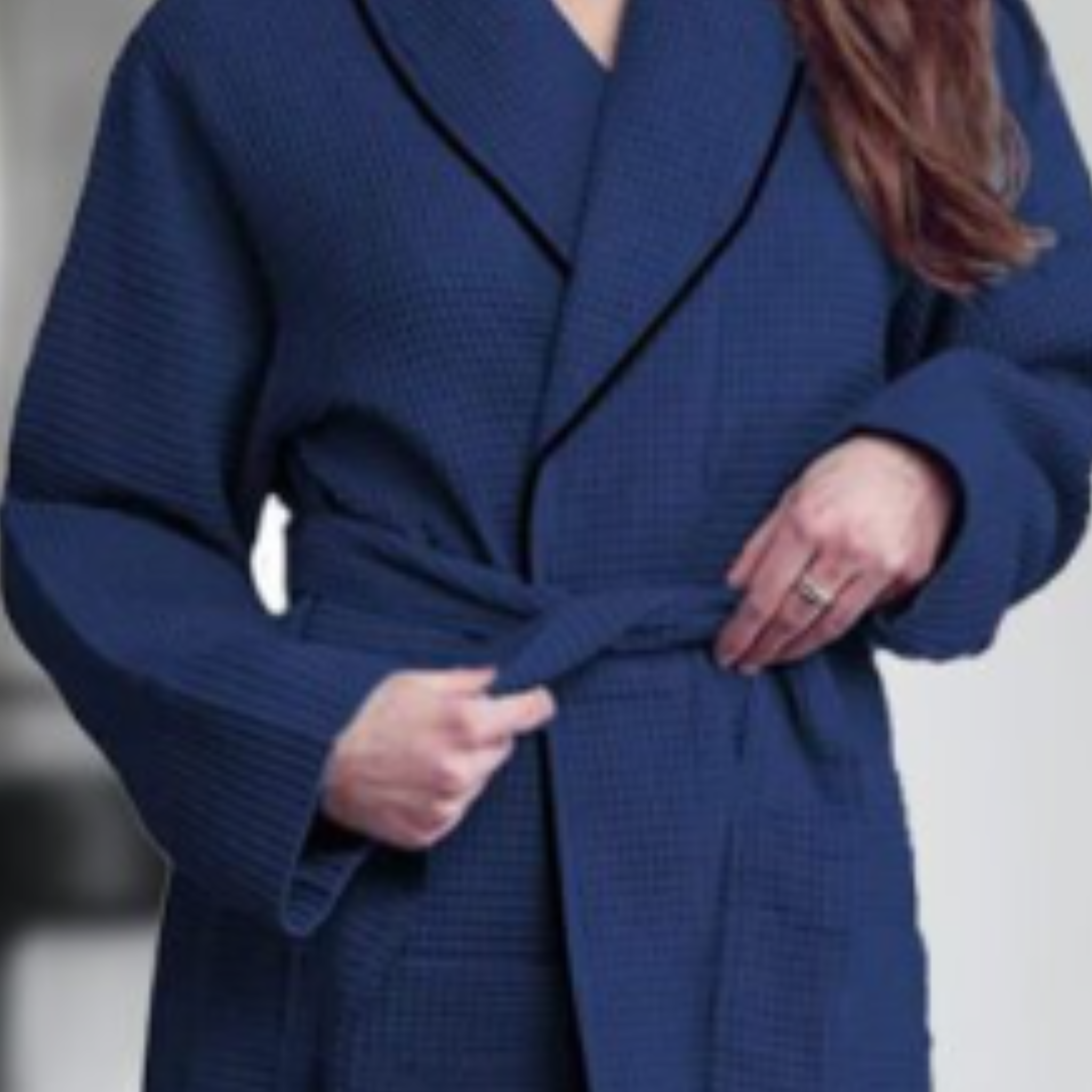 Percost Luxe™ Waffle Cotton Bathrobe- White/Color