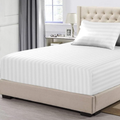 Percost Luxe™ T-250 White Stripe Bed Sheet Double Fitted XXL – 54″x80″x15″-12PC
