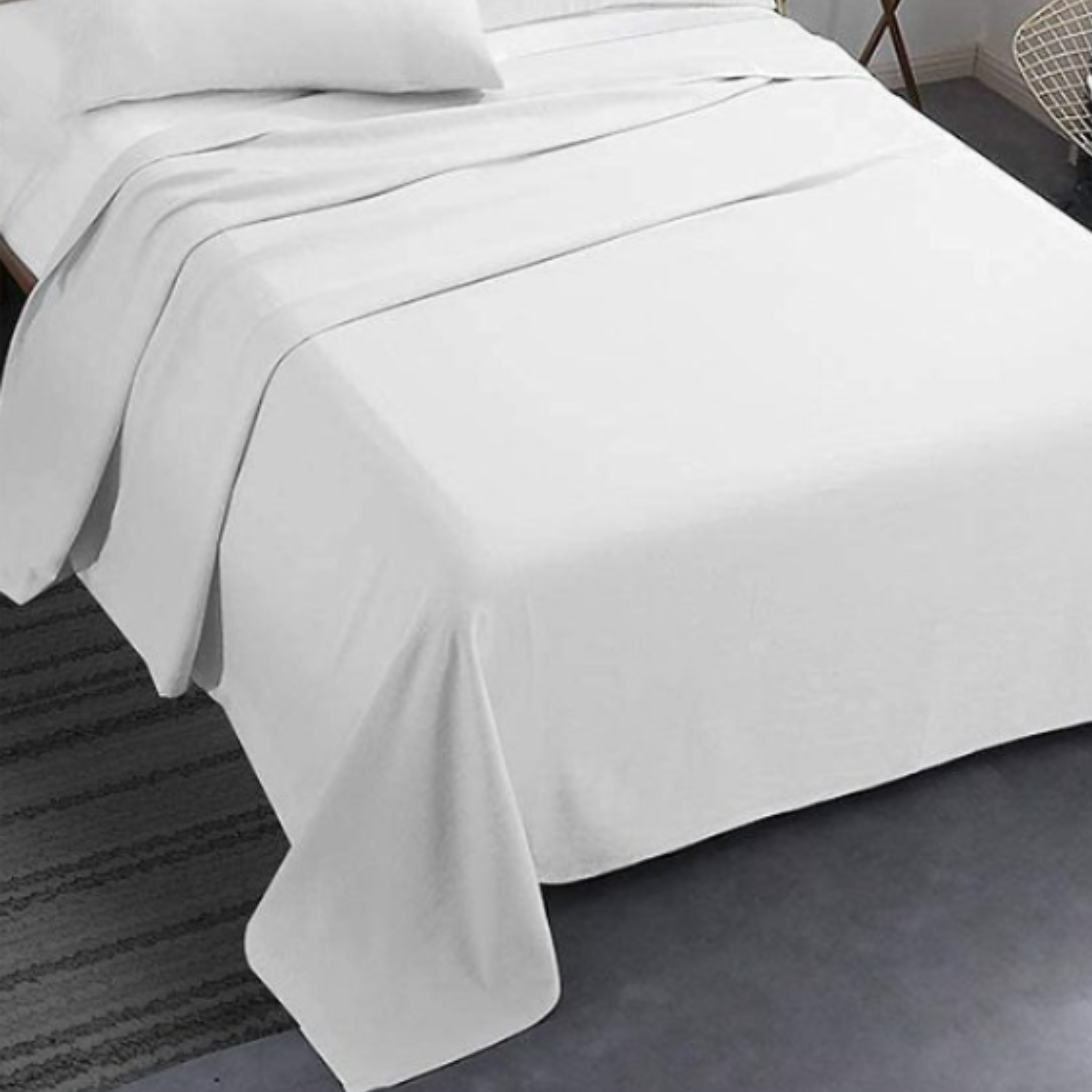 Percost Luxe™ T-250 Premium White Bed Sheet Queen Flat XXL – 90″x115″-12PC