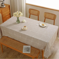 Plaid Cotton-Linen Blend Tablecloth with Tassels – 55" × 70"-12PC