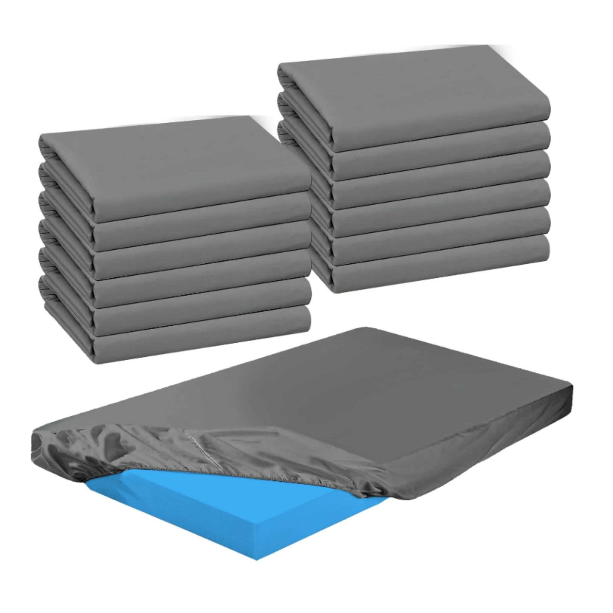 Percost 12-Pack Grey Daycare Cot Sheets – Soft Microfiber Nap Sheets (48" x 23.6")