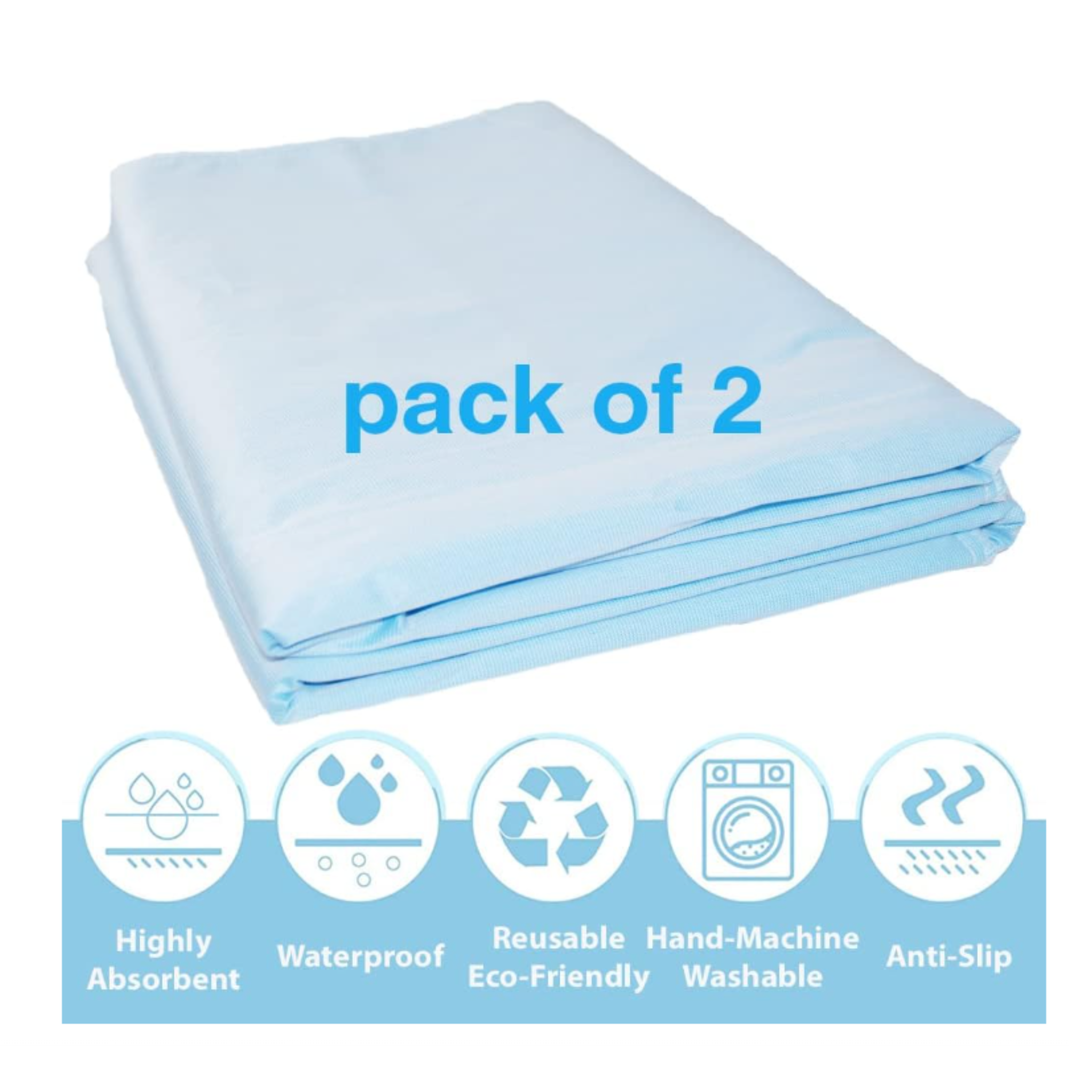 Deluxe Washable–Reusable Waterproof Incontinence Underpad – 2/PK-12 Pack