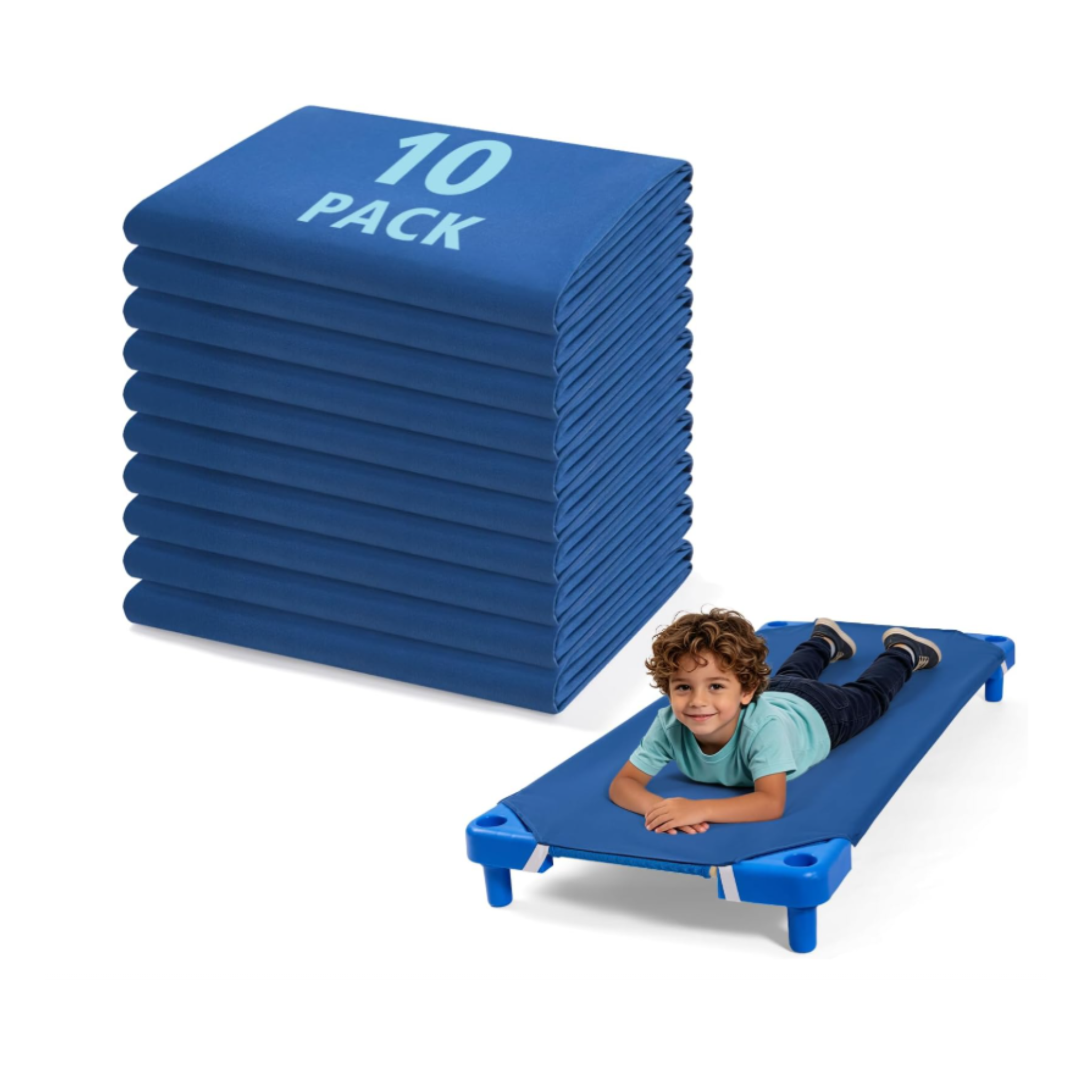 Percost 10-Pack Standard Daycare Cot Sheets – Navy Brushed Microfiber (23" x 51")