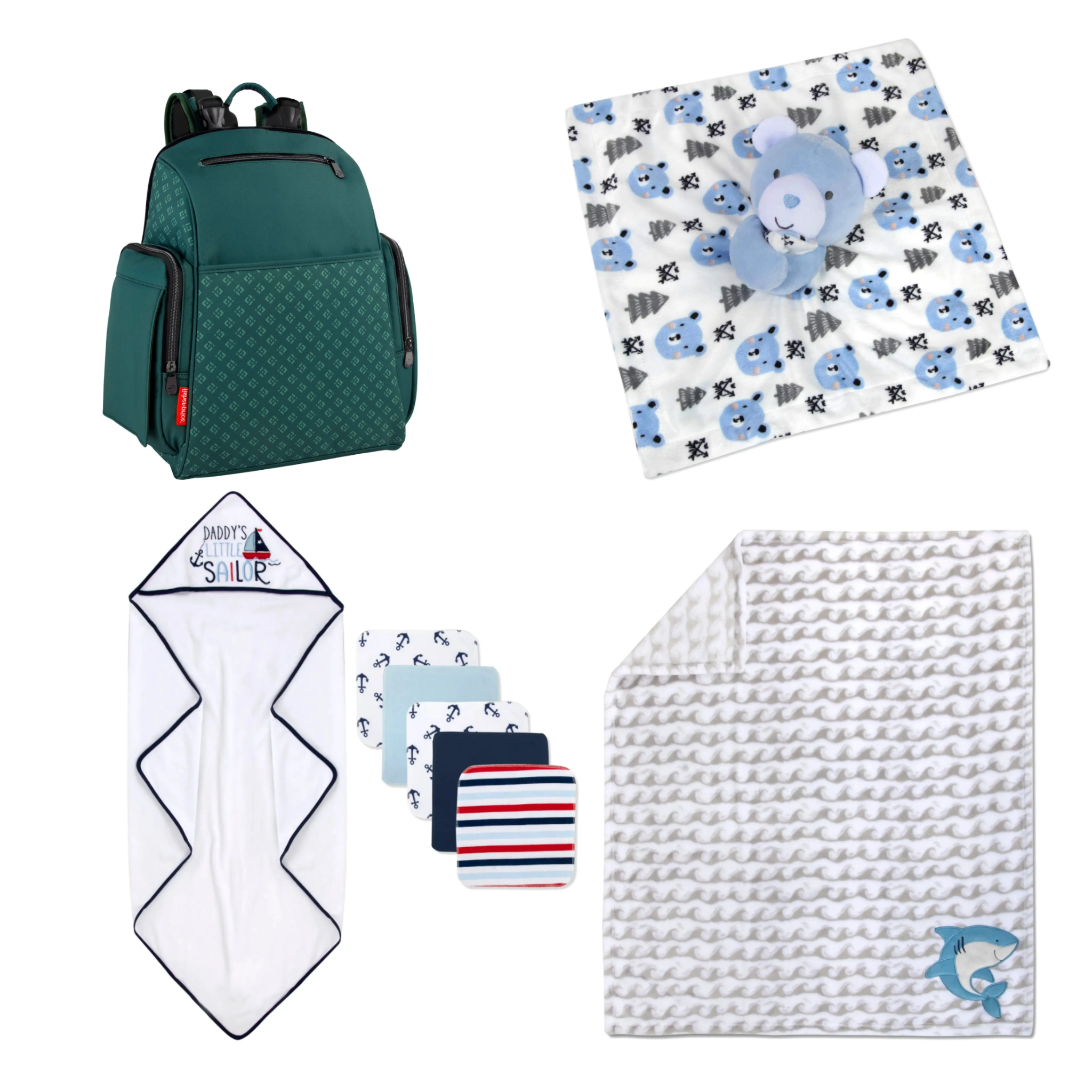 9-Piece Baby Essentials Gift Set – Green & Shark Theme