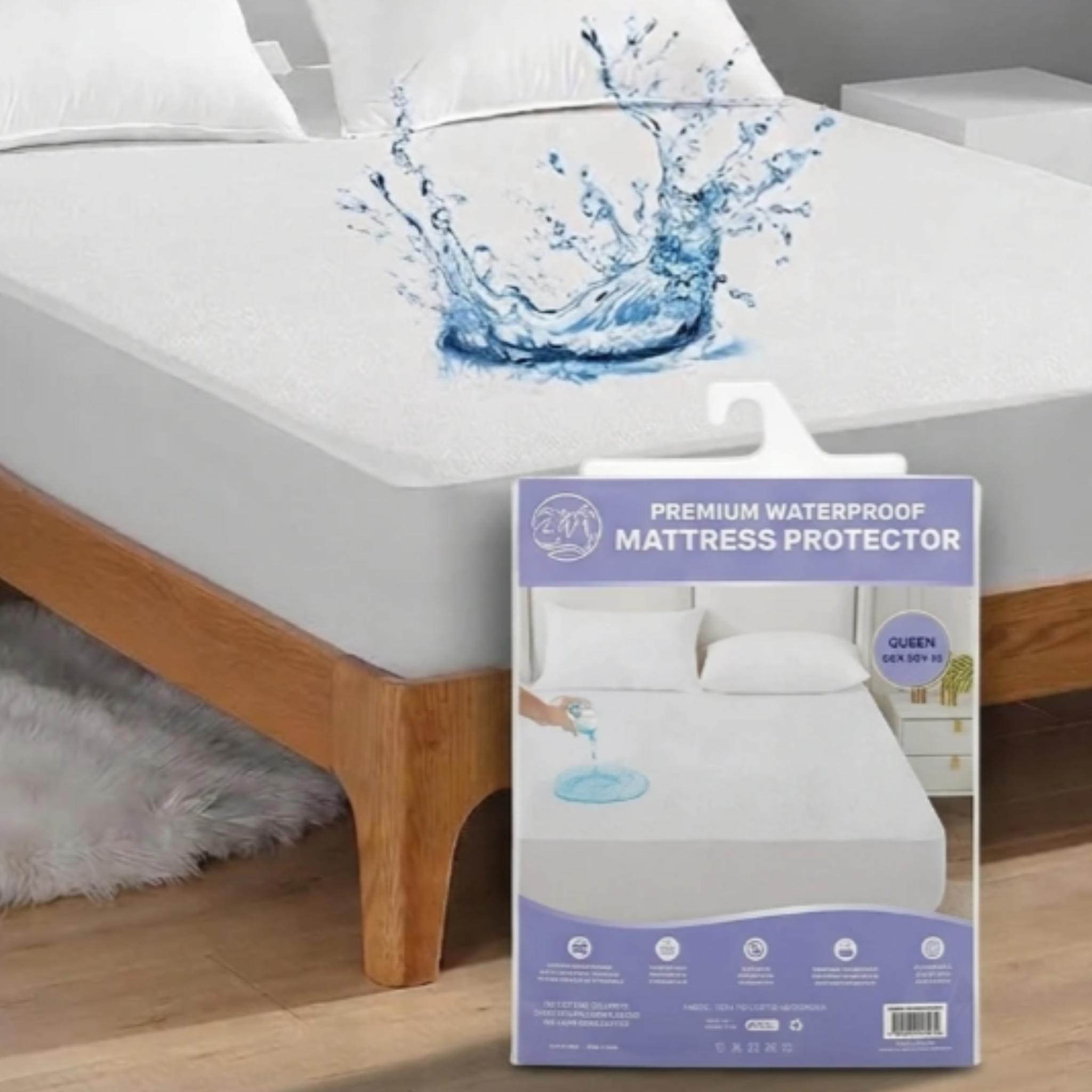Percost™ Cotton Terry Waterproof Mattress Protector – Deep Pocket 18 Inches- Queen