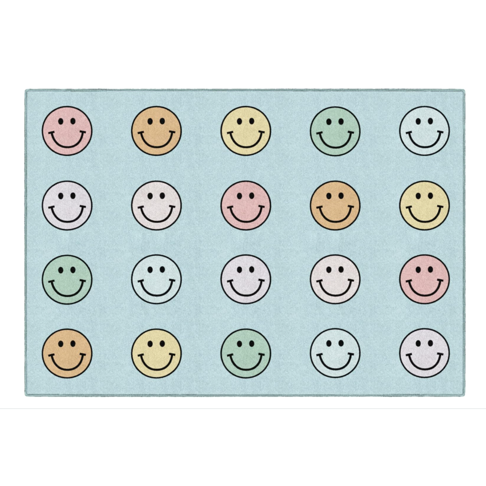 Schoolgirl Style Pastel Rainbow Smileys Classroom Rug – Seats 28