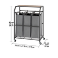 TRINITY 3-Bag Laundry Cart with Flip-Top