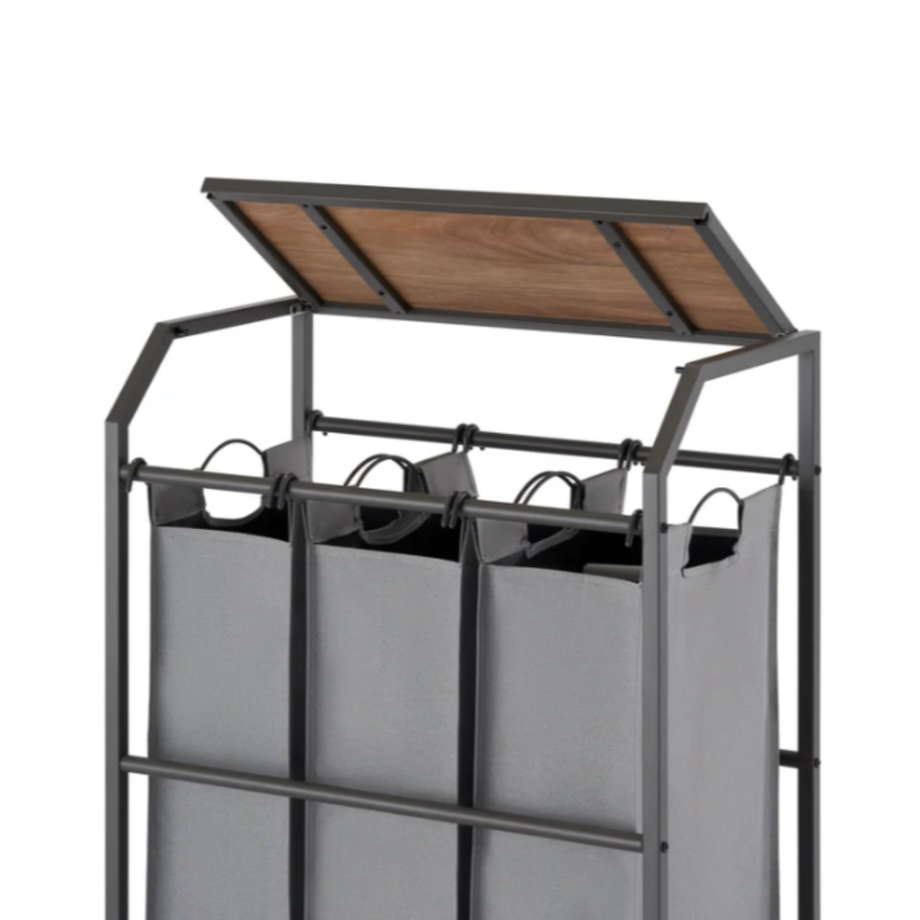 TRINITY 3-Bag Laundry Cart with Flip-Top Open